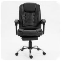 Silla de oficina gerencial Sillium, cuero combinado, reclinación 90° a 155°, reposapiés, cabecera, negro